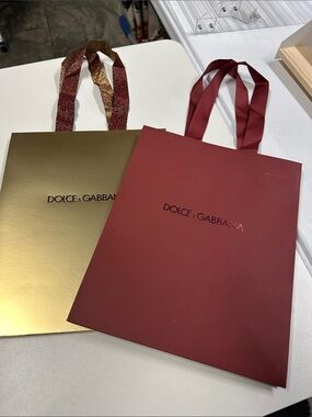 Dolce & Gabbana beauty Deep Burgundy and Gold gift bags 11x9x4